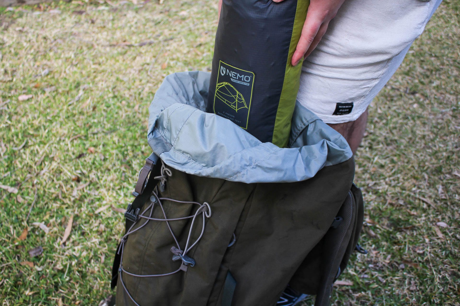 NEMO's OSMO Fabric: Learn to Love the Rain and Save the Planet, NEMO Dragonfly OSMO 2P tent, photos by James Tugwell, camping, tent, tent bag