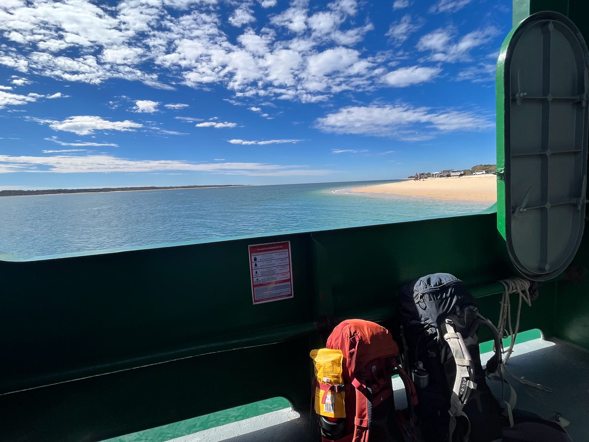 K’gari Great Walk: A 5 Day Walk on the World’s Largest Sand Island, Niamh Curran, Queensland, beach views, ferry