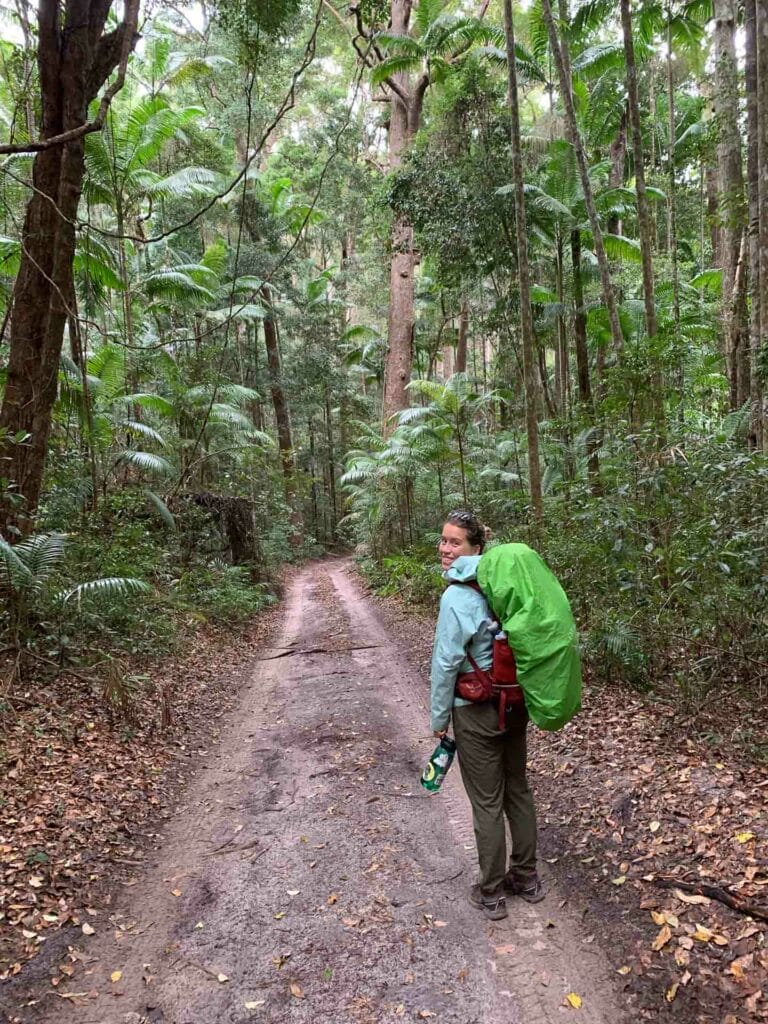 K’gari Great Walk: A 5 Day Walk on the World’s Largest Sand Island, Niamh Curran, Queensland, hiker, waterproof pack cover, tropical rainforest