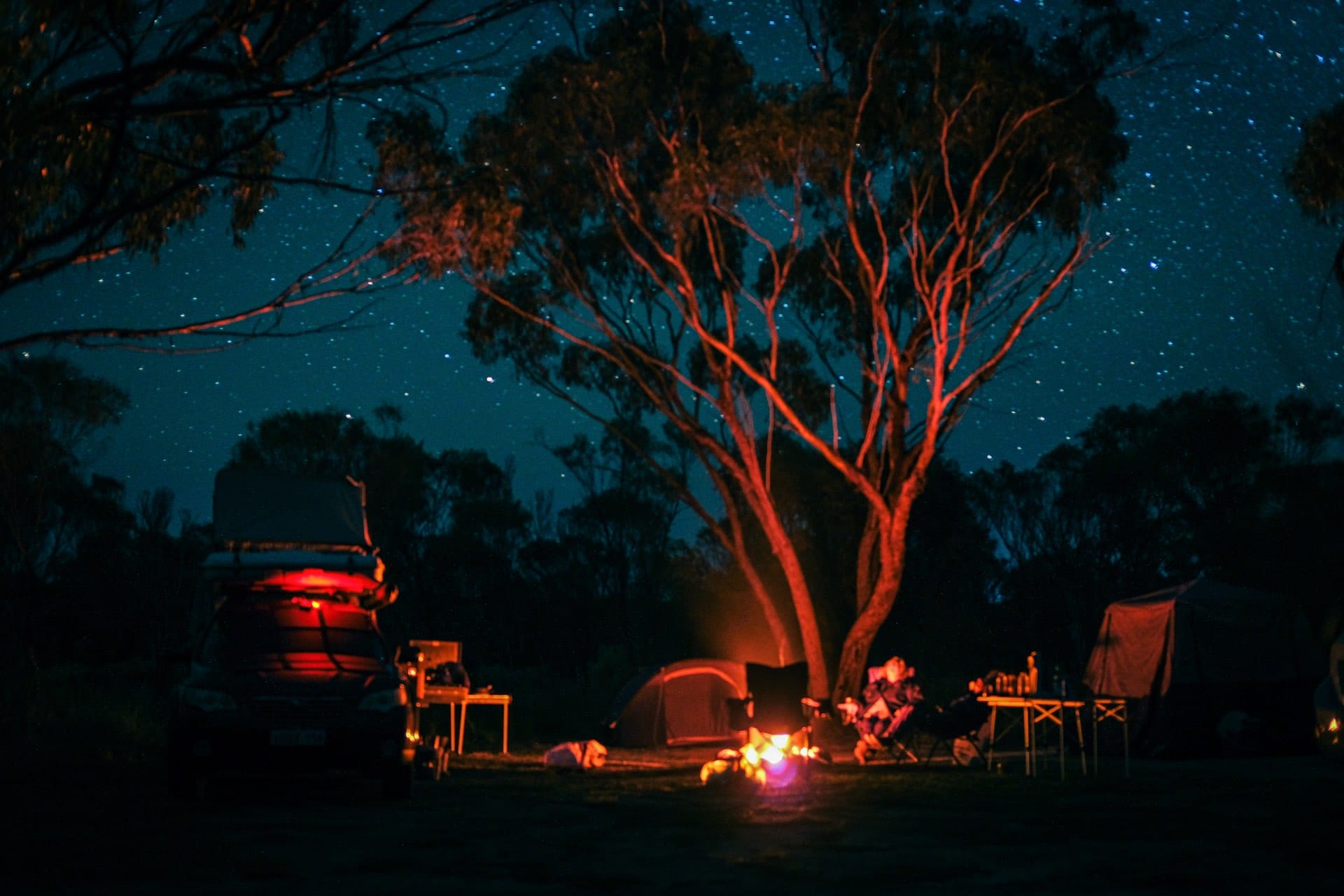 A Tale of Monoliths and the Night Sky on the Granite Way Drive, WA, Lisa Ikin, Kwolyin campground, Western Australia, South West, nighttime campsite, campfire, glow