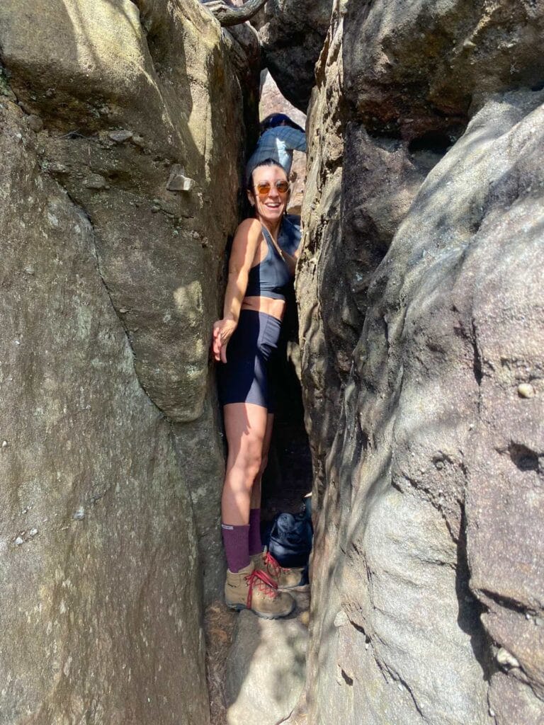 Why I’m Proud To Hike Like a Girl, Karina Morgan, Female hiker, hiking, Budawangs, squeeze, rock