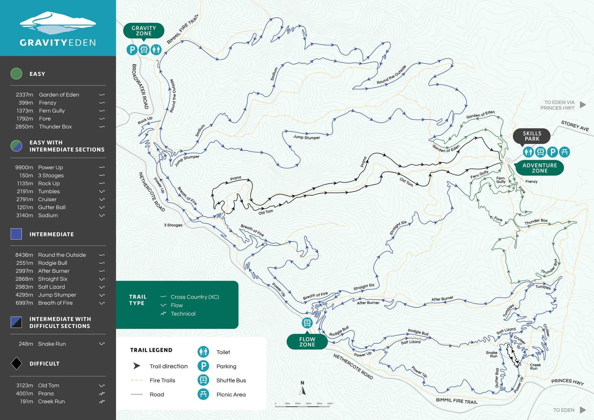 Gravity Eden Trail Map
