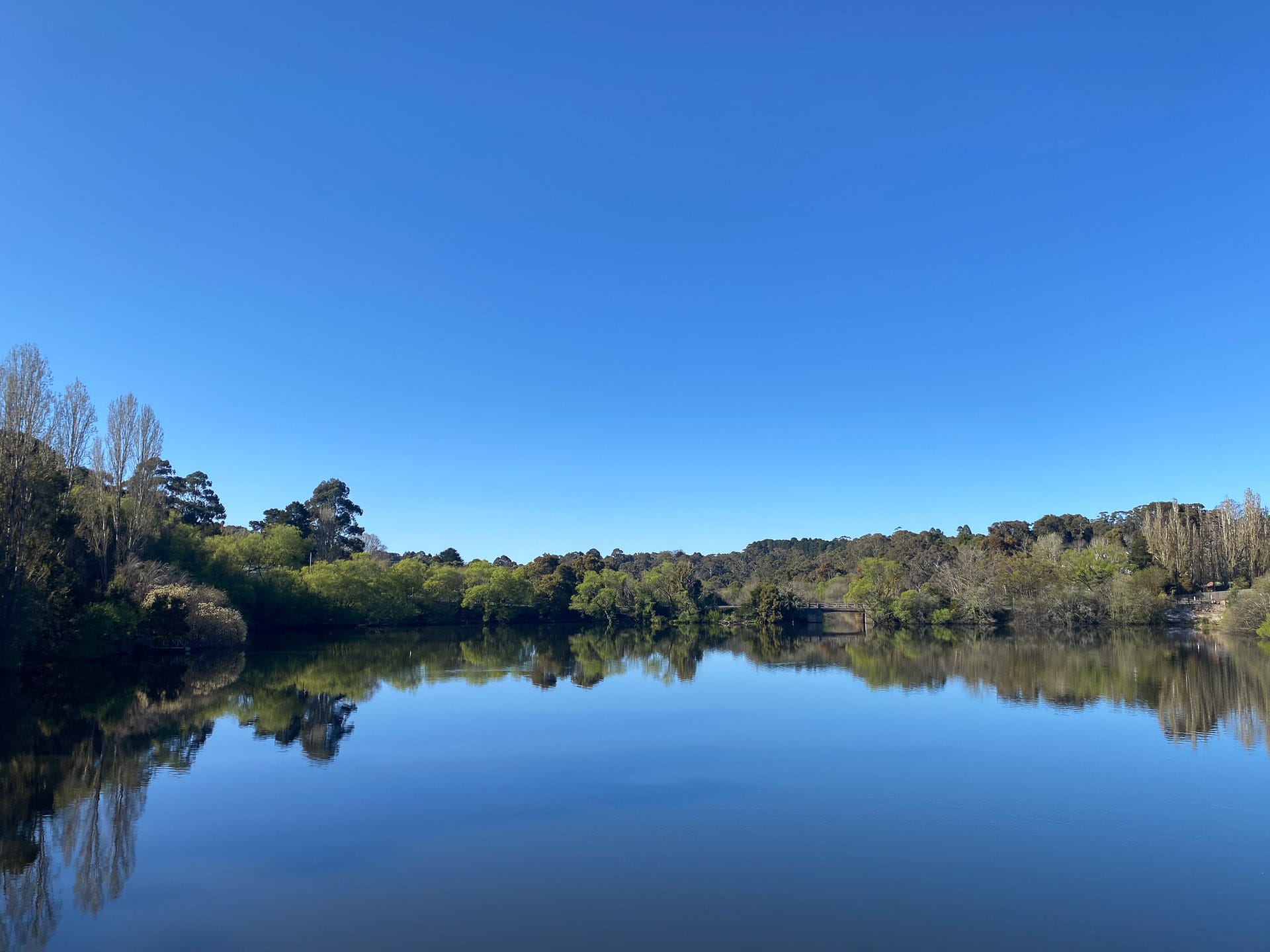 Hiking From Daylesford to Ballarat on the Goldfields Track, Reanna Clark, Victoria, lake Daylesford, blue, blue sky, reflections