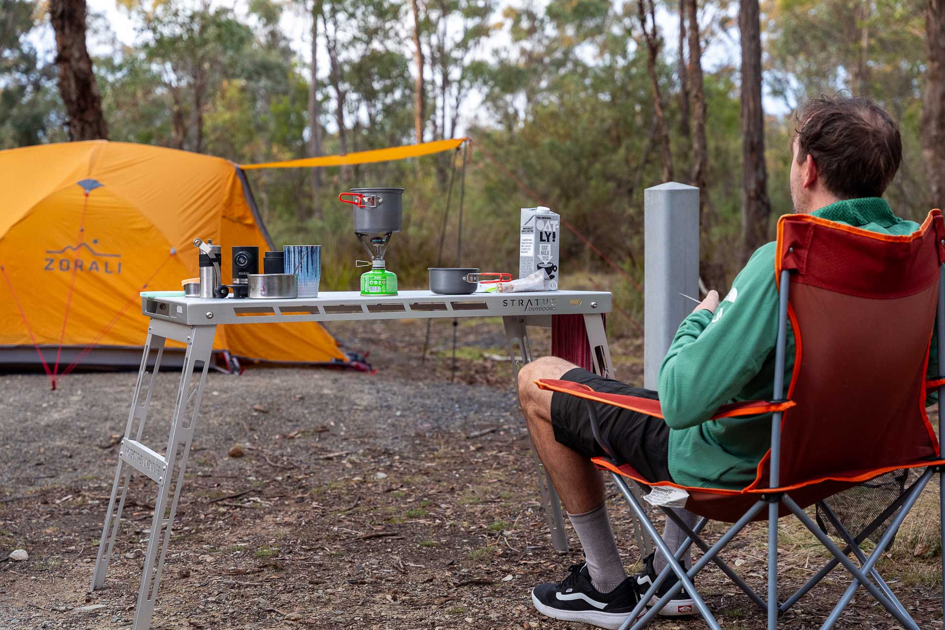 Reviewed and Tested: The Derek Camp Table by Stratus Outdoors, Photo by Jon Harris (https://jonharris.photography/), Bungonia Camping, camping table, dinner, gas, campsite, camper