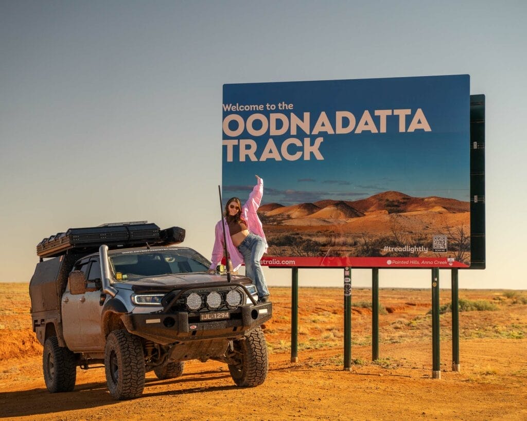 The Stops That Define the Oodnadatta Track, Photo by Josh Leonard (https://www.instagram.com/joshleonard4x4/?hl=en&img_index=1), South Australia, pose, road sign, aussie, 4WD