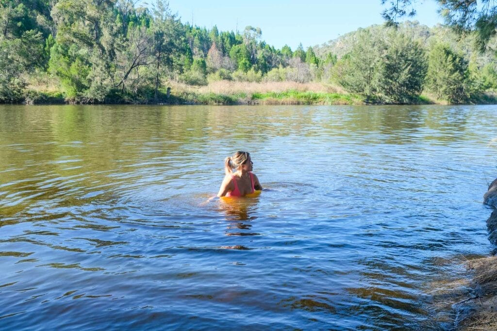 How I Got Over the Post-Holiday Blues, Photo by Sharona Lin, inspiration, journal, canberra, woman swimming in murrumbidgee river