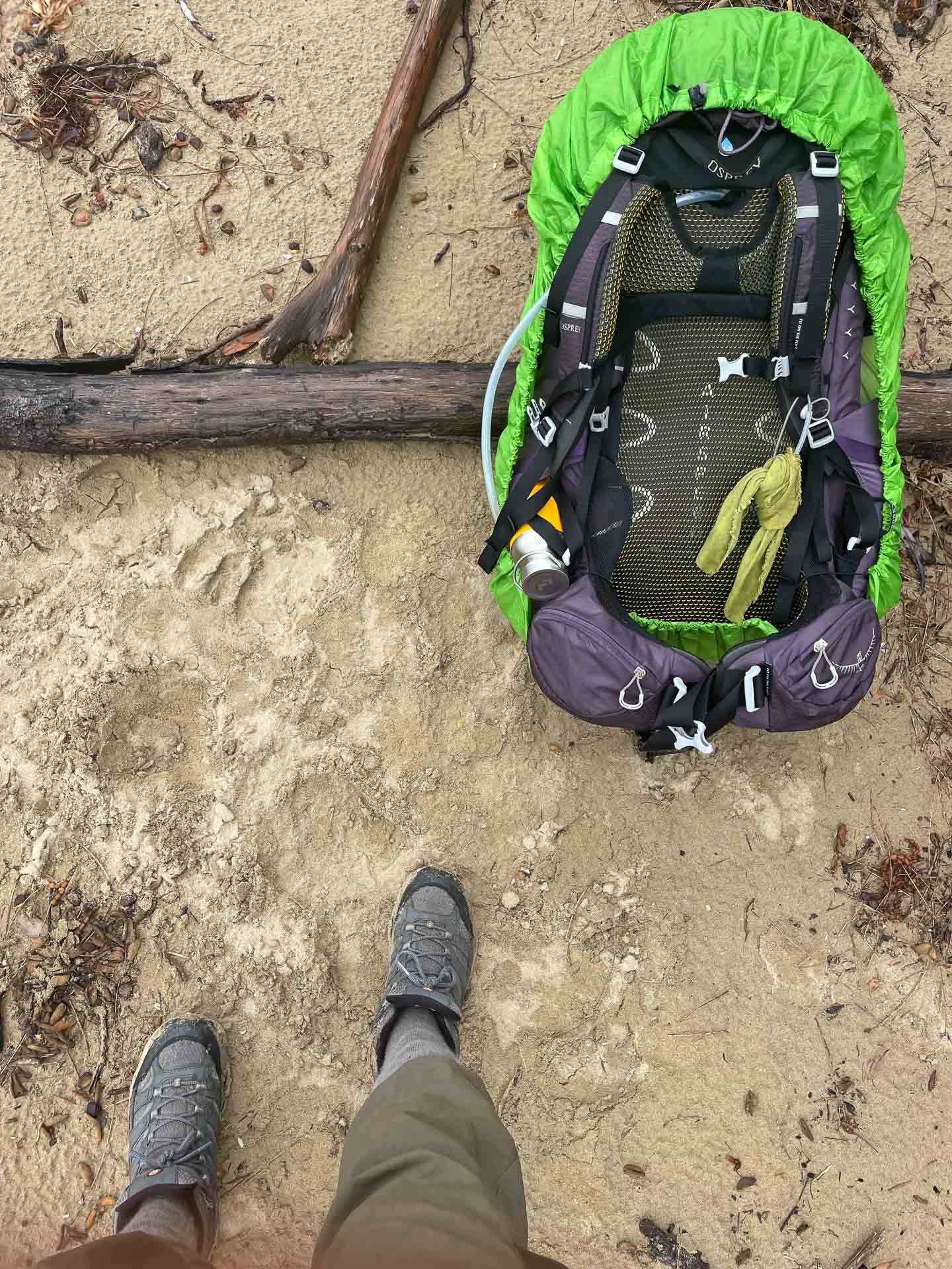 How to Plan Your First Off-Track Solo Hike, Photo by Eva Davis-Boermans, solo hiking, hiking tips, hiking advice, selfie, osprey hiking b backpack with rainguard on