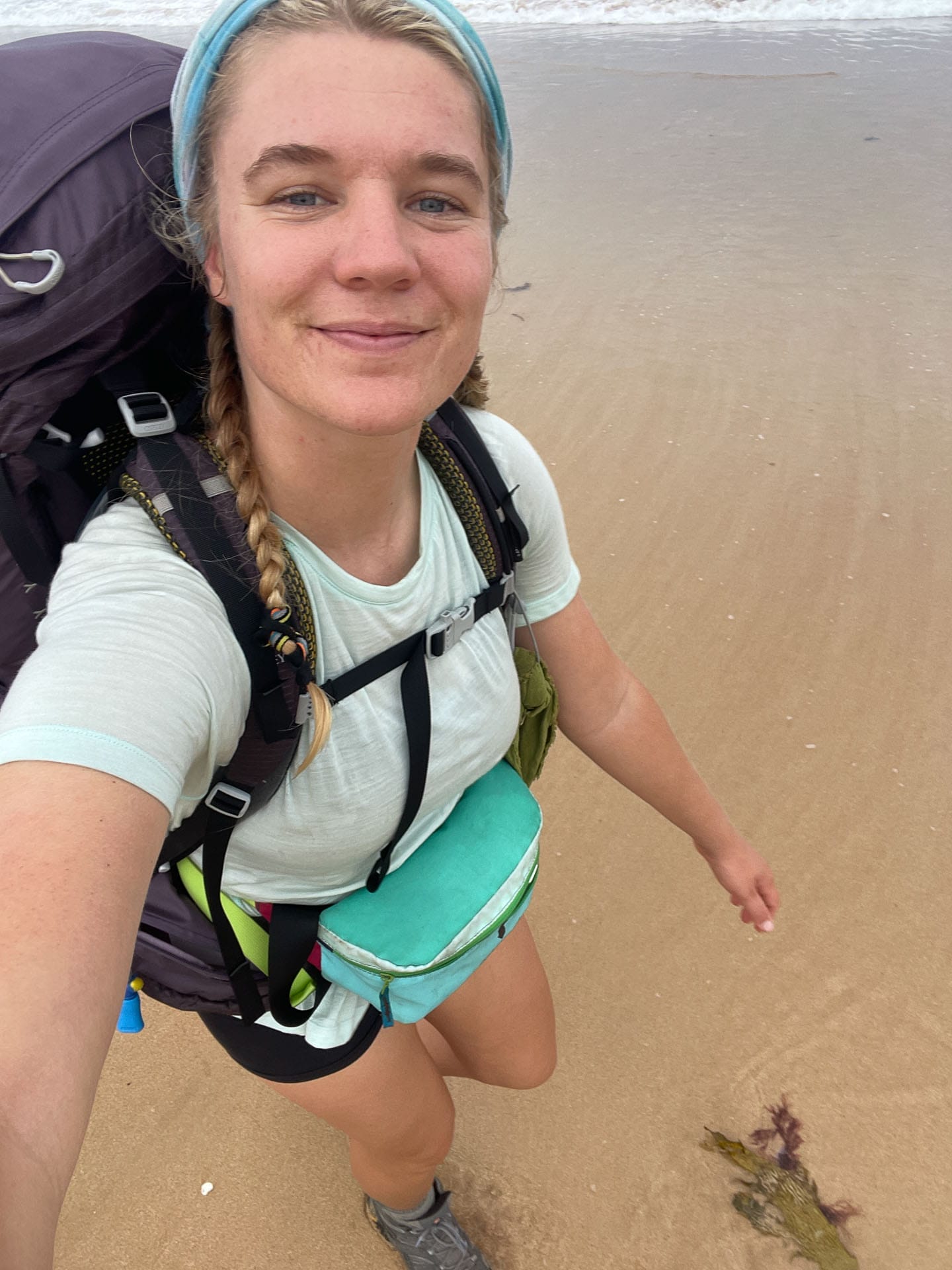 How to Plan Your First Off-Track Solo Hike, Photo by Eva Davis-Boermans, solo hiking, hiking tips, hiking advice, selfie, eva davis-boermans hiking on the beach