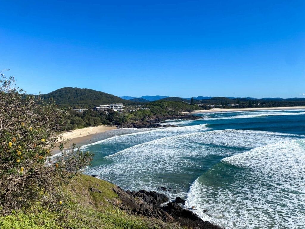 This 24km Fingal Heads to Pottsville Walk Traverses NSW’s Most Northern Beaches, Photo by Sarah Tayler, northern rivers, northern nsw, multi-day hike, beach hike, beginner hike, view of cabarita from the headland looking north