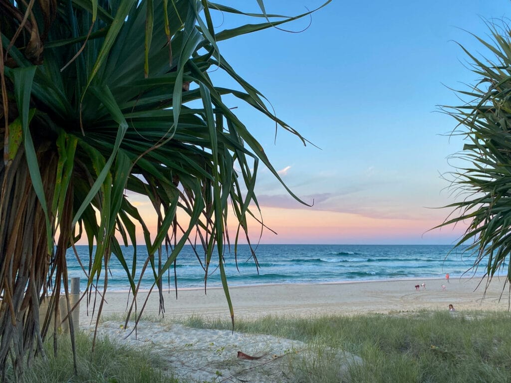 This 24km Fingal Heads to Pottsville Walk Traverses NSW’s Most Northern Beaches, Photo by Sarah Tayler, northern rivers, northern nsw, multi-day hike, beach hike, beginner hike, kingscliff beach at sunset