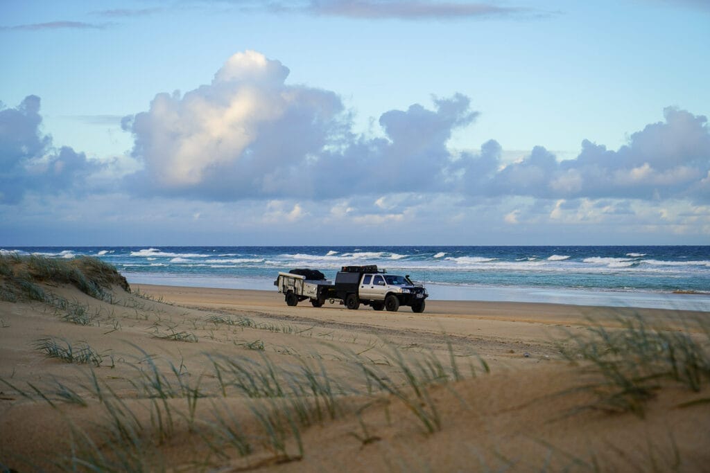 9 Things to Think About Before Your First 4WD Trip, Photo by Glenna Goldman, car, camping, k'gari/fraser island, beach