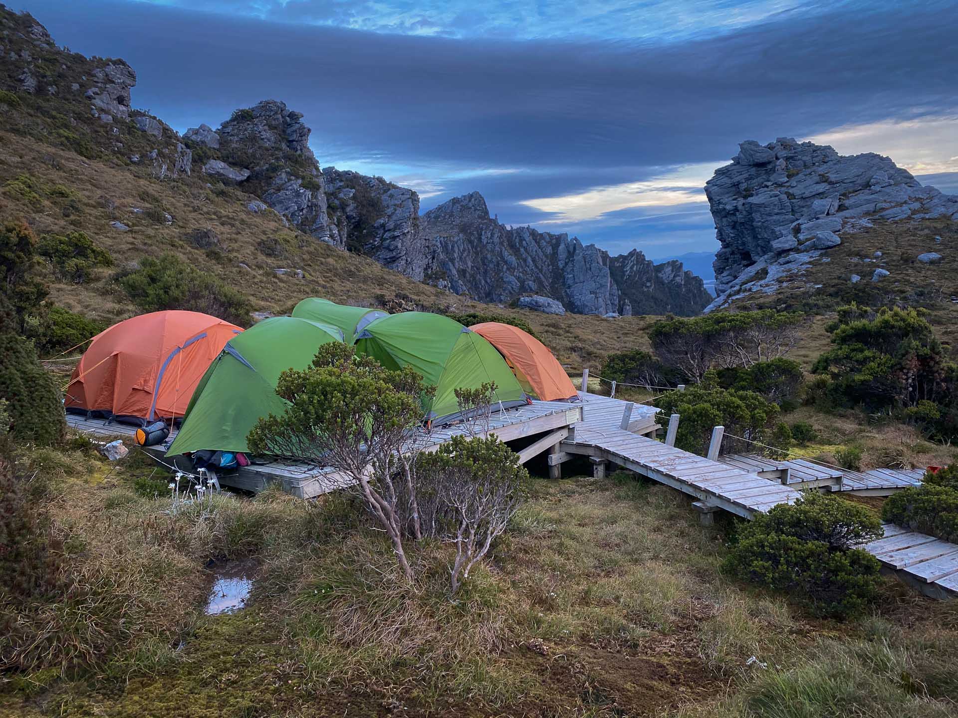 9 Things You Oughta Know Before Walking Tassie’s Western Arthurs Range, Photos by Ben Wells, Tasmania, hiking camp, High Moor Camp