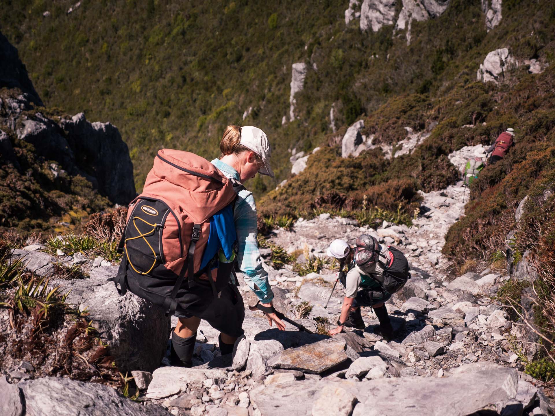 9 Things You Oughta Know Before Walking Tassie’s Western Arthurs Range, Photos by Ben Wells, Tasmania, Steep rocky trail Western Arthurs