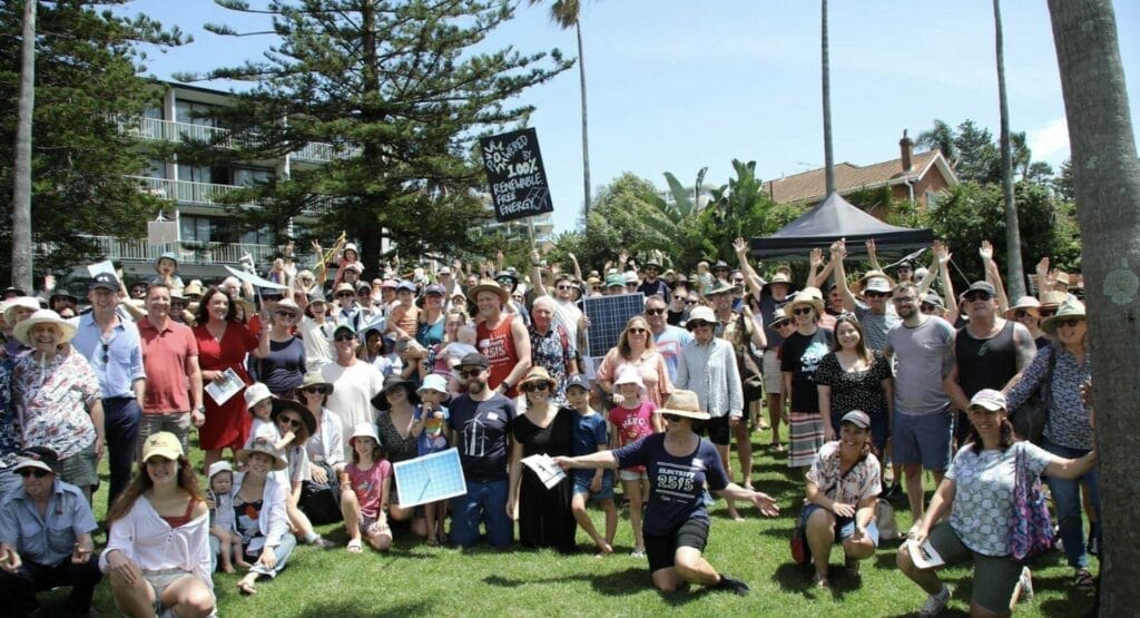 Illawarra locals celebrating offshore wind at the Yes2Renewables Wollongong family fun day, Friends of the Earth Australia