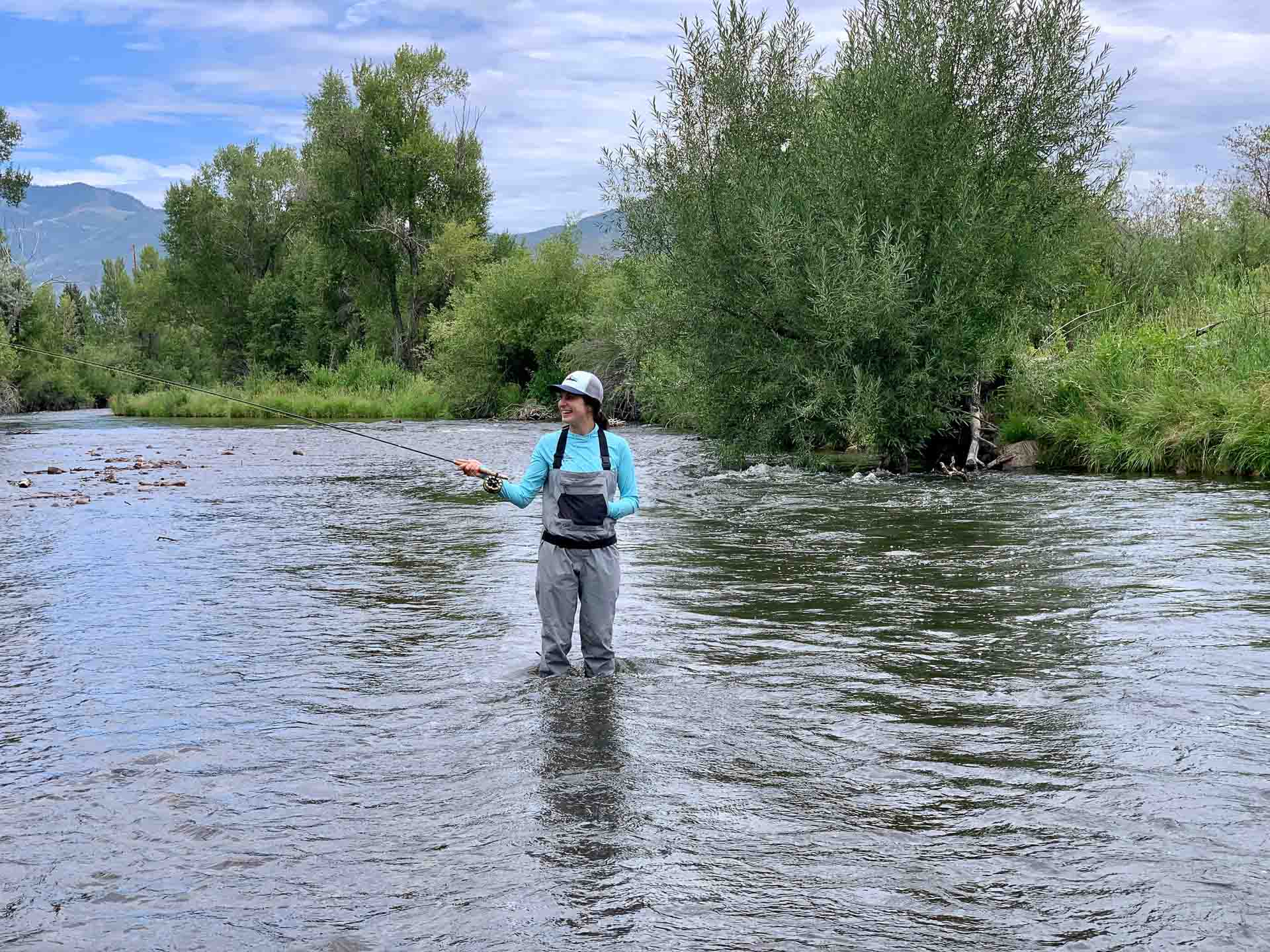 Julia fly fishing in the Provo River