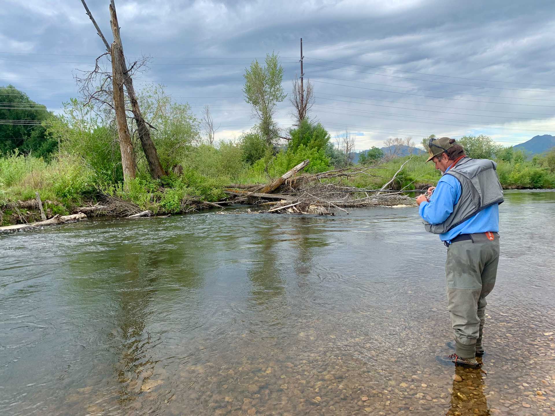 Marty Howard getting read in the Provo River