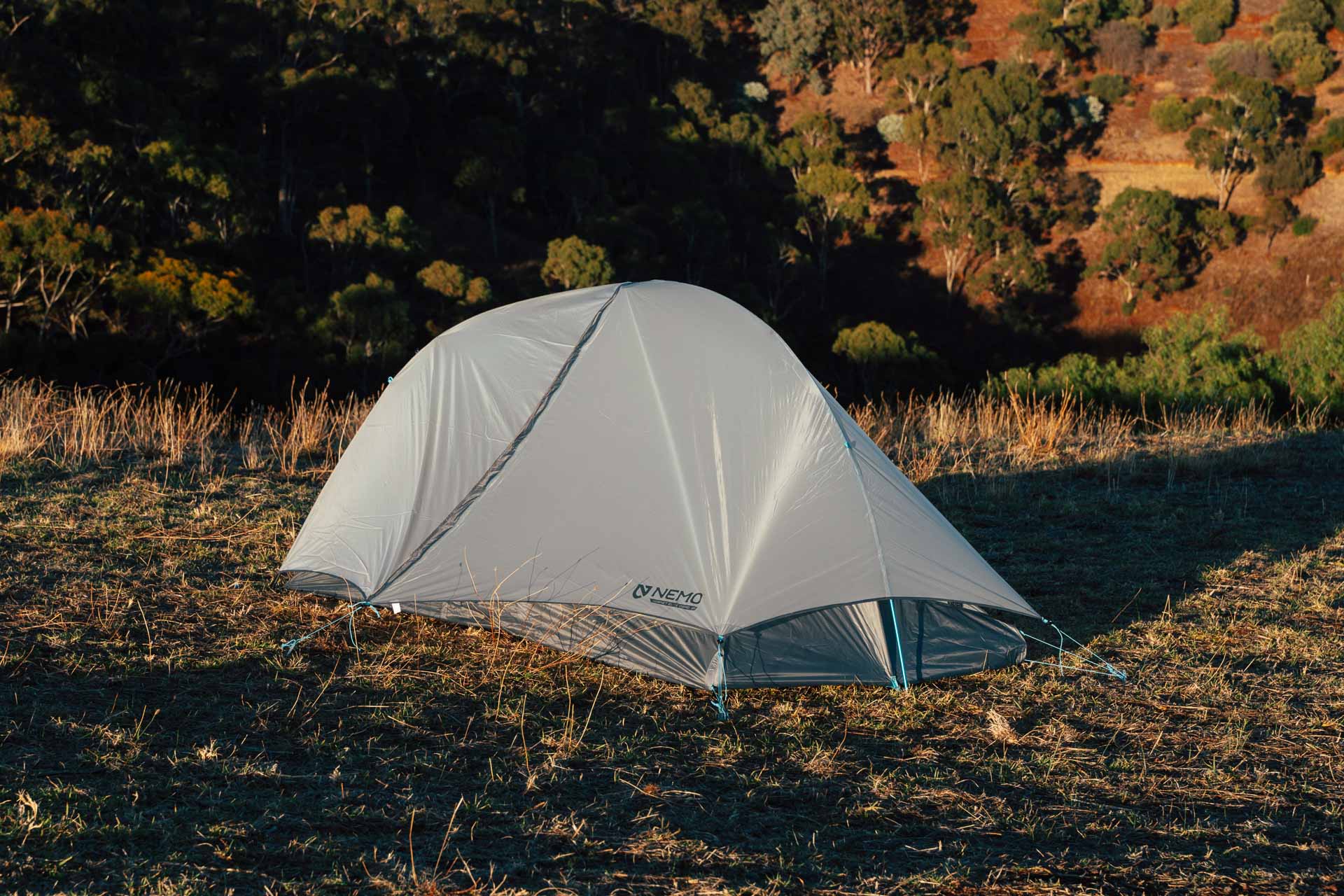 Nemo Hornet Elite OSMO™ 2P Tent – Reviewed & Tested, Photos by Martin Tazioli, tent with fly, green trees, campsite
