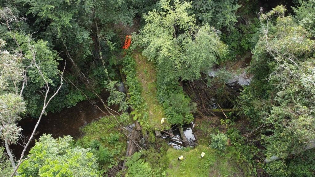 A damaged bridge at Doyles River 