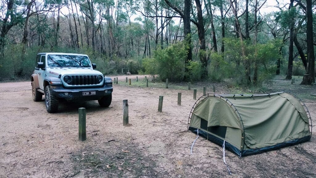 Escape the City for a Weekend 4WDing in the Grampians, Photo by Ally Burnie, sponsored, Jeep, Victoria, strachans campground in the grampians, swag, camping