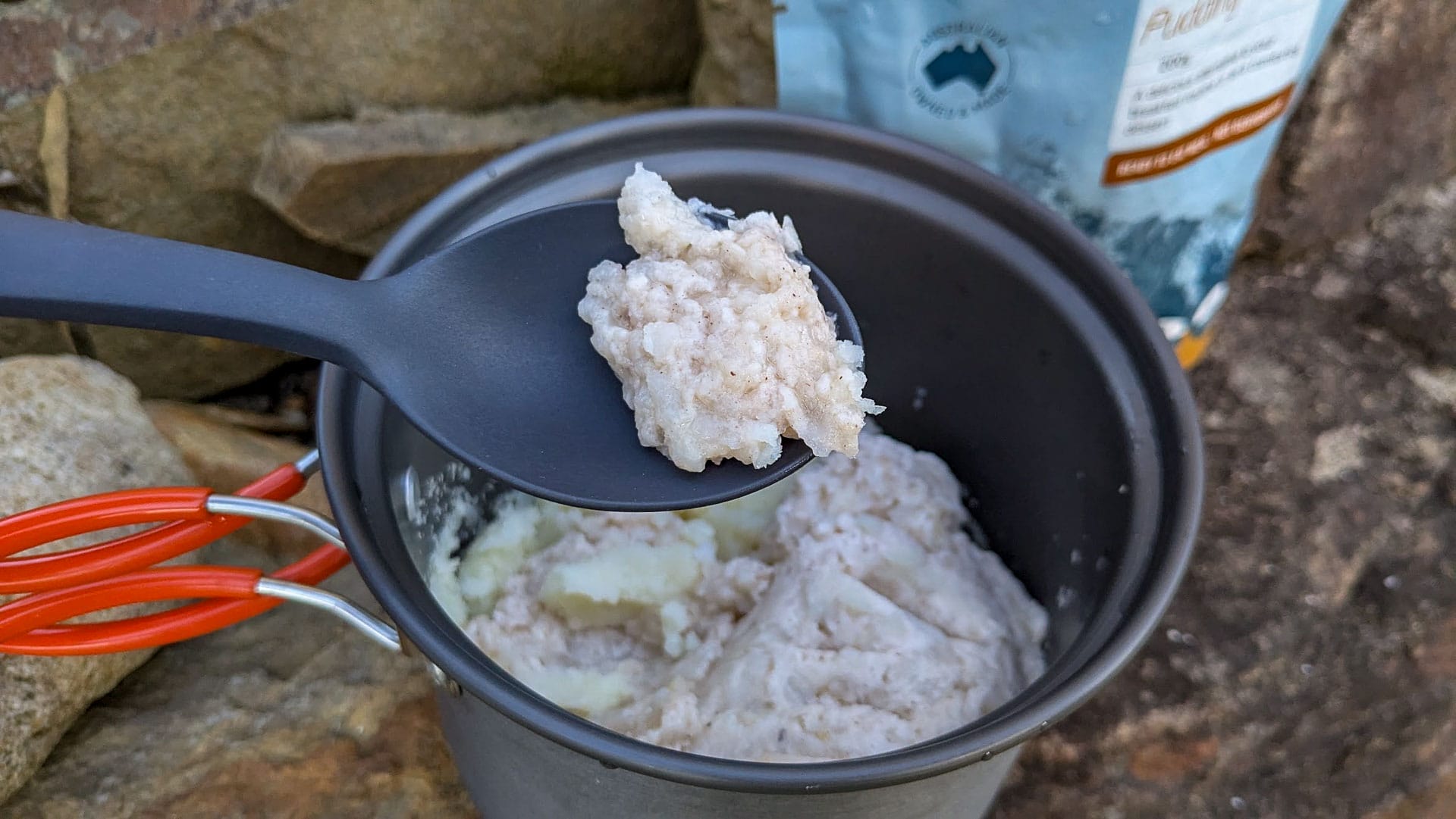 On Track Meals – Reviewed & Tested, Deb potato, Photo by @jessleenehme, Victoria, 360 degree pot, S2S spoon, Coconut Rice Pudding