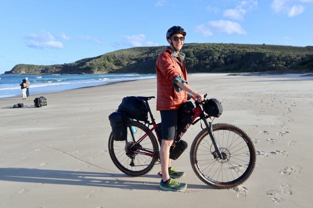 Newcastle to Wyee Bikepacking – An 80km Overnight Bike Ride You Can Start in the Heart of Sydney, Ben Ogden, beach, bike, ride, sand, ocean