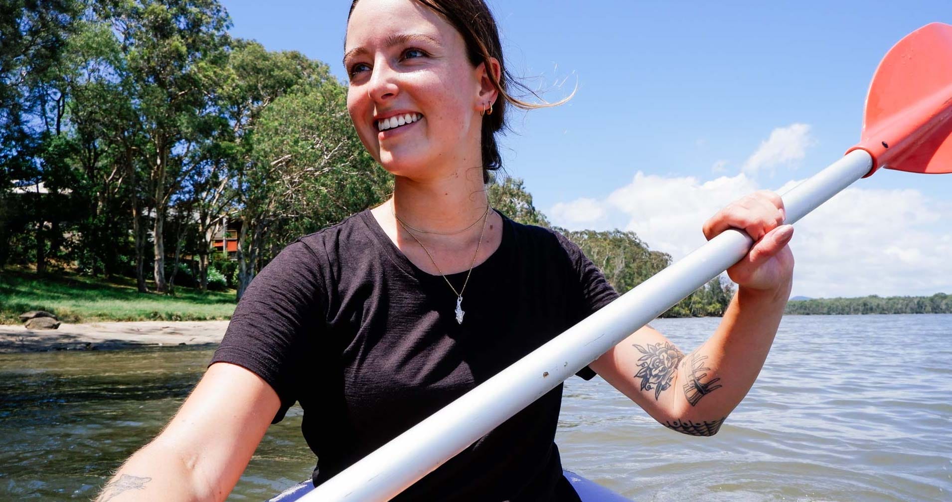 Best Christmas Gifts For Kayakers & Paddlers, Photo by Sian Brain, paddling, kayak, smiling, Razor Kayak review