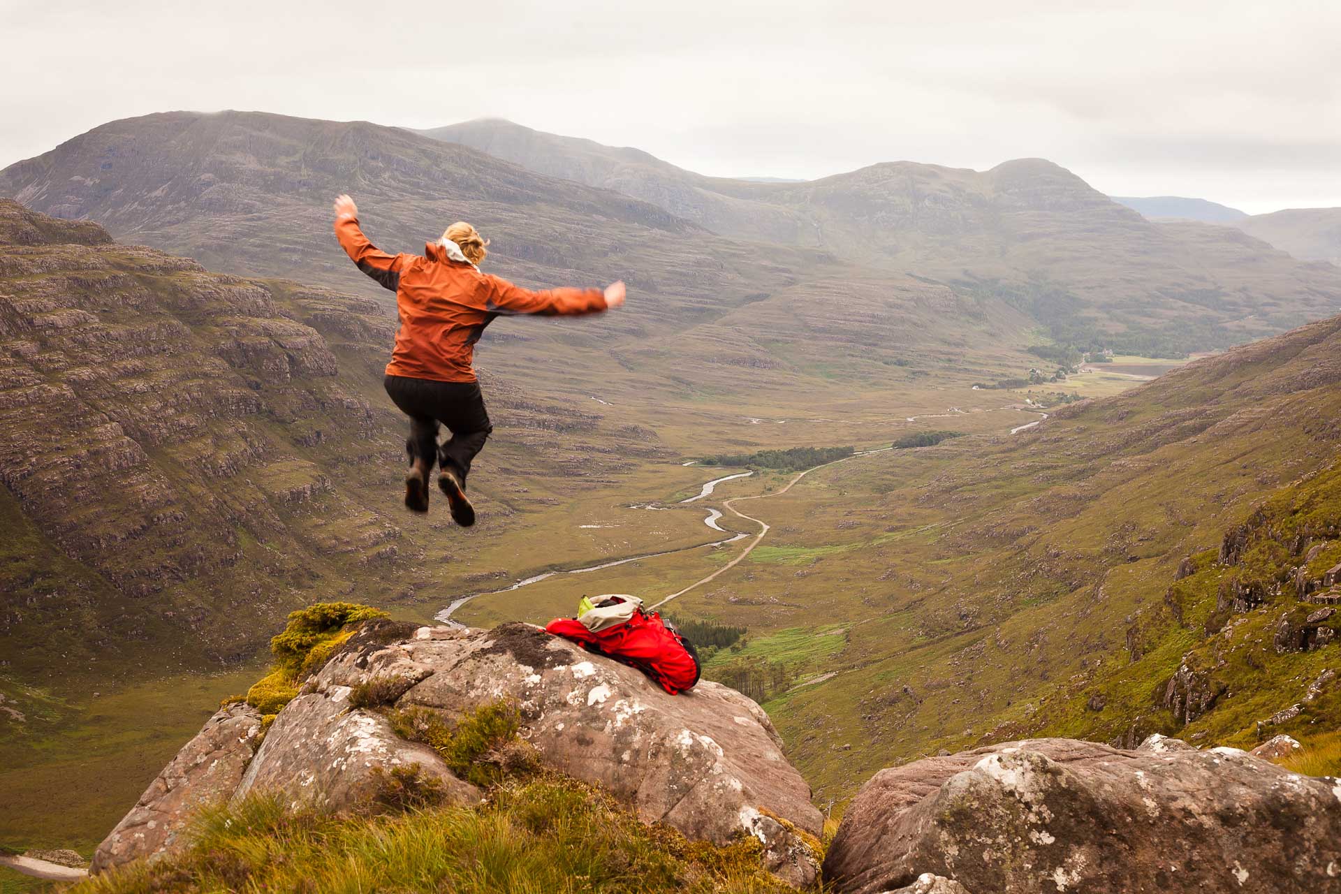 We chat with Explorer Alastair Humphreys About how adventure and purpose collide, @al_humphreys, hiking, jump, joy, river, valley