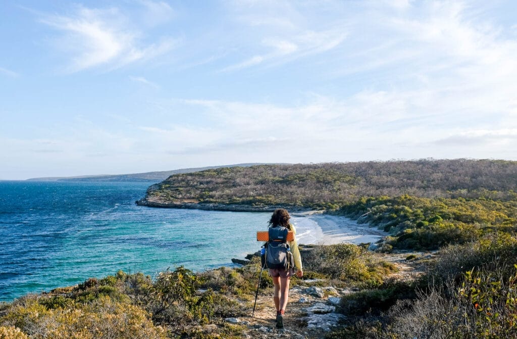 The Investigator Trail – Uncovering the Hidden Secrets of South Australia’s Eyre Peninsula, Photo by Taylor Bell, coast line, head land, ocean, bay, hiking pole