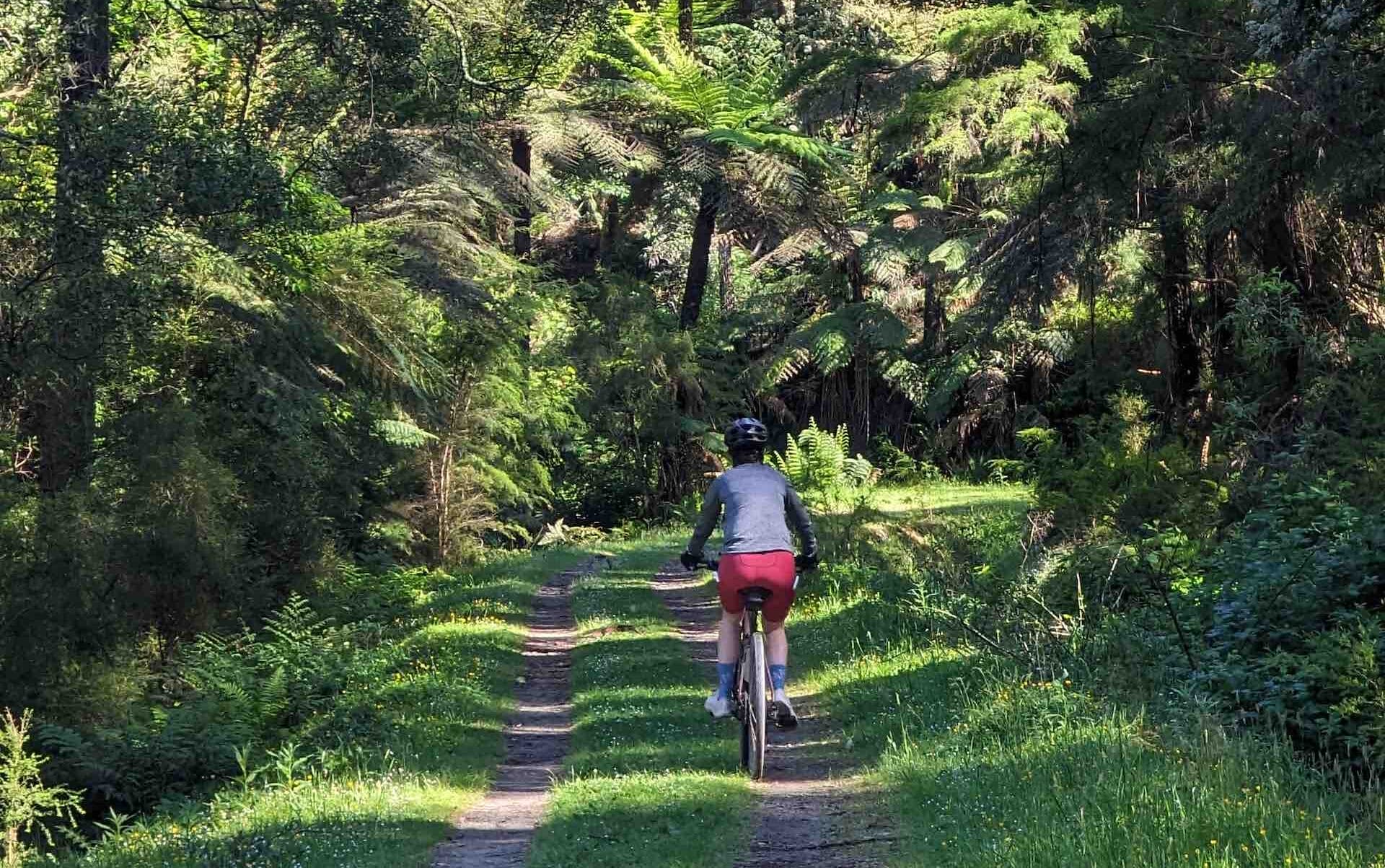 Victoria's Lilydale-Warburton Rail Trail is a Beginner-Friendly Bikepacking Trip Just a Train Ride From Melbourne, Yarra Valley, Photos by Claire Brack, cyclist, bike ride, O_Shannassy Aquaduct Trail