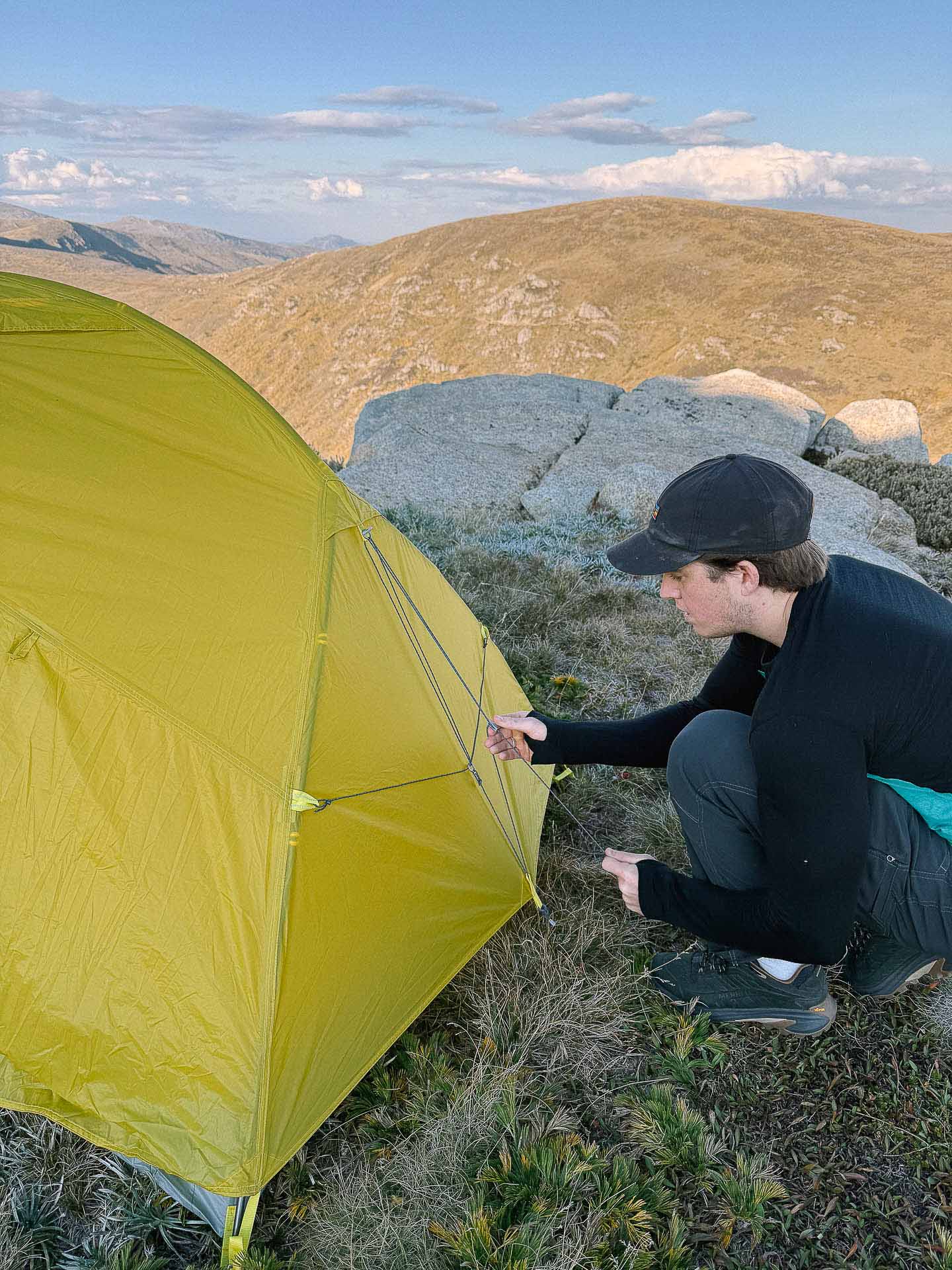 3 Cord Guy Pulley, Mont Moondance 2FN 2 Person Tent – Reviewed & Tested, photo by Claire Dalton, Toby Otto, Kosciuszko National Park, NSW, tent, backpacking