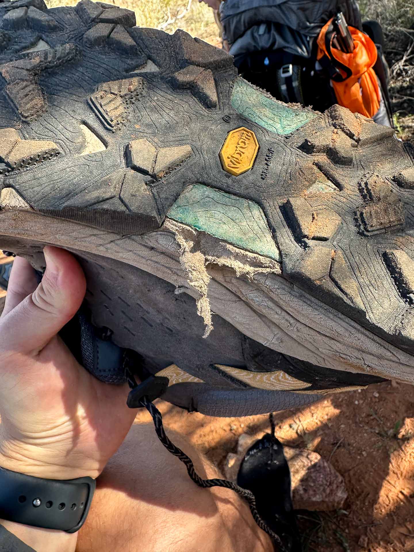 The sole started to chunk away, likely due to the softness of the rubber, Teva Grandview Max GTX Boots – Reviewed & Tested, Pippa Salmon, larapinta, NT,