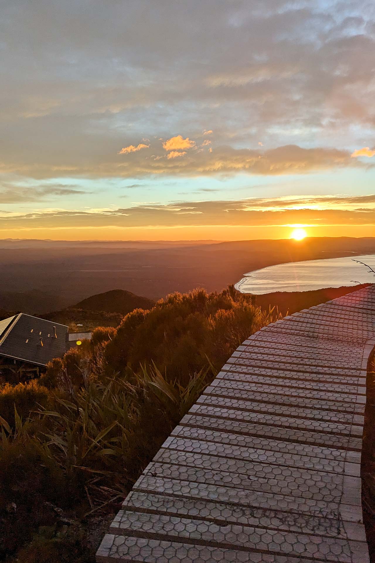 Sunset above Okaka Lodge, View from Stag Point, Hump Ridge Track 3-day Hike, Claire Brack, South Island, New Zealand, Great Walk