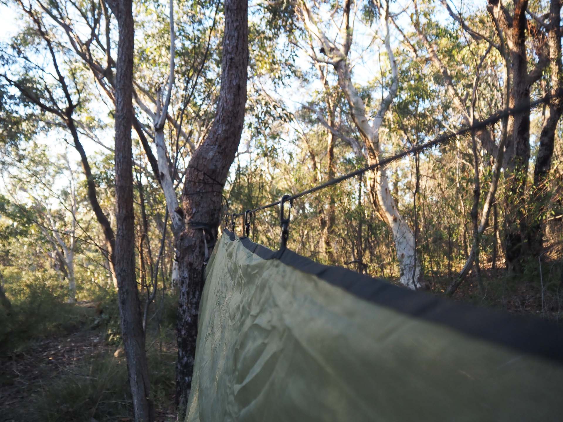 Alton Ultralight Camping Hammock Set – Reviewed & Tested, Anna Wall in hammock, photo by Tim Ashelford, sunset