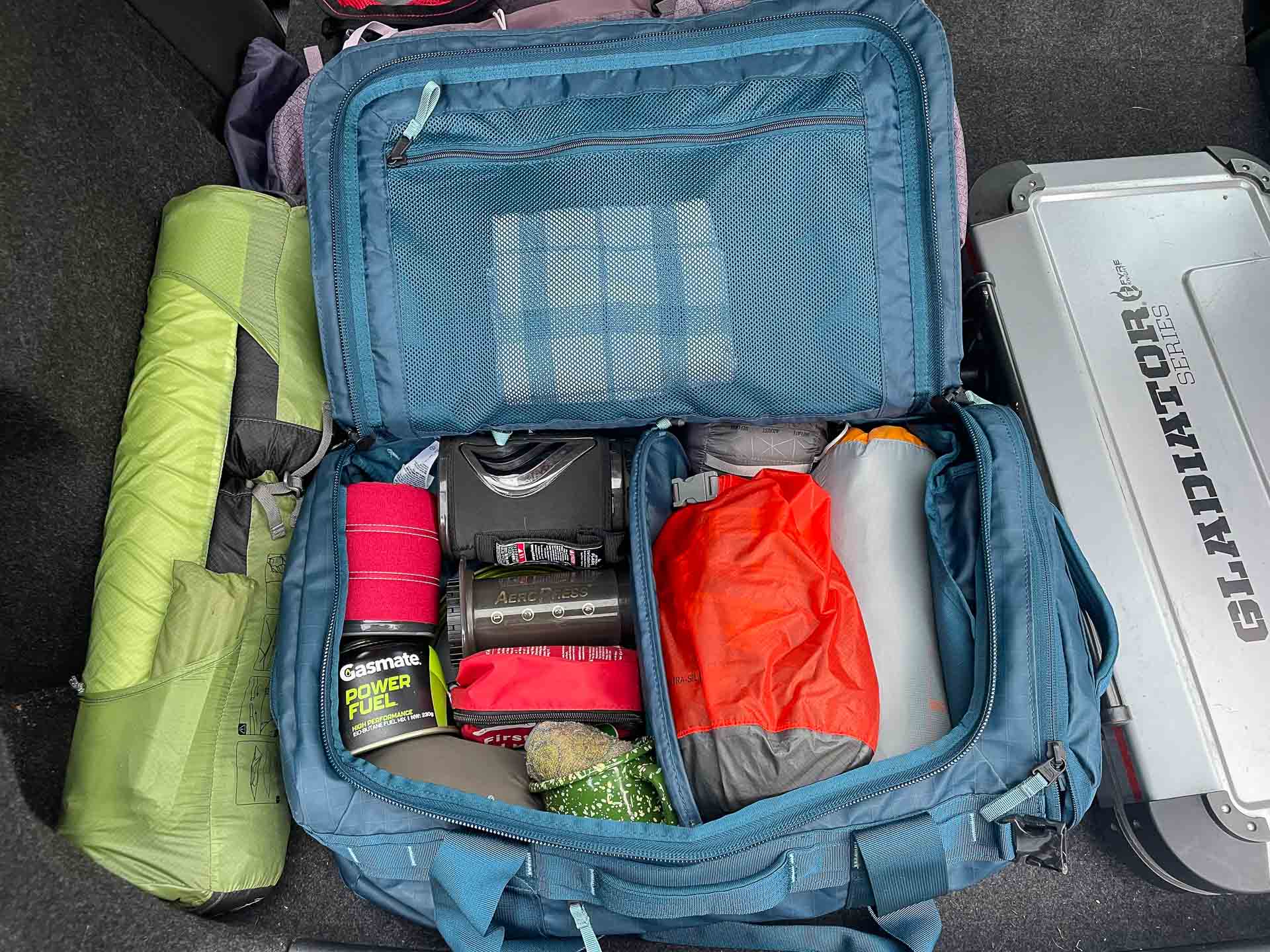 The North Face Base Camp Voyager 42L Duffel - Reviewed & Tested, Julia Aebi, carry on bag, contents, packed