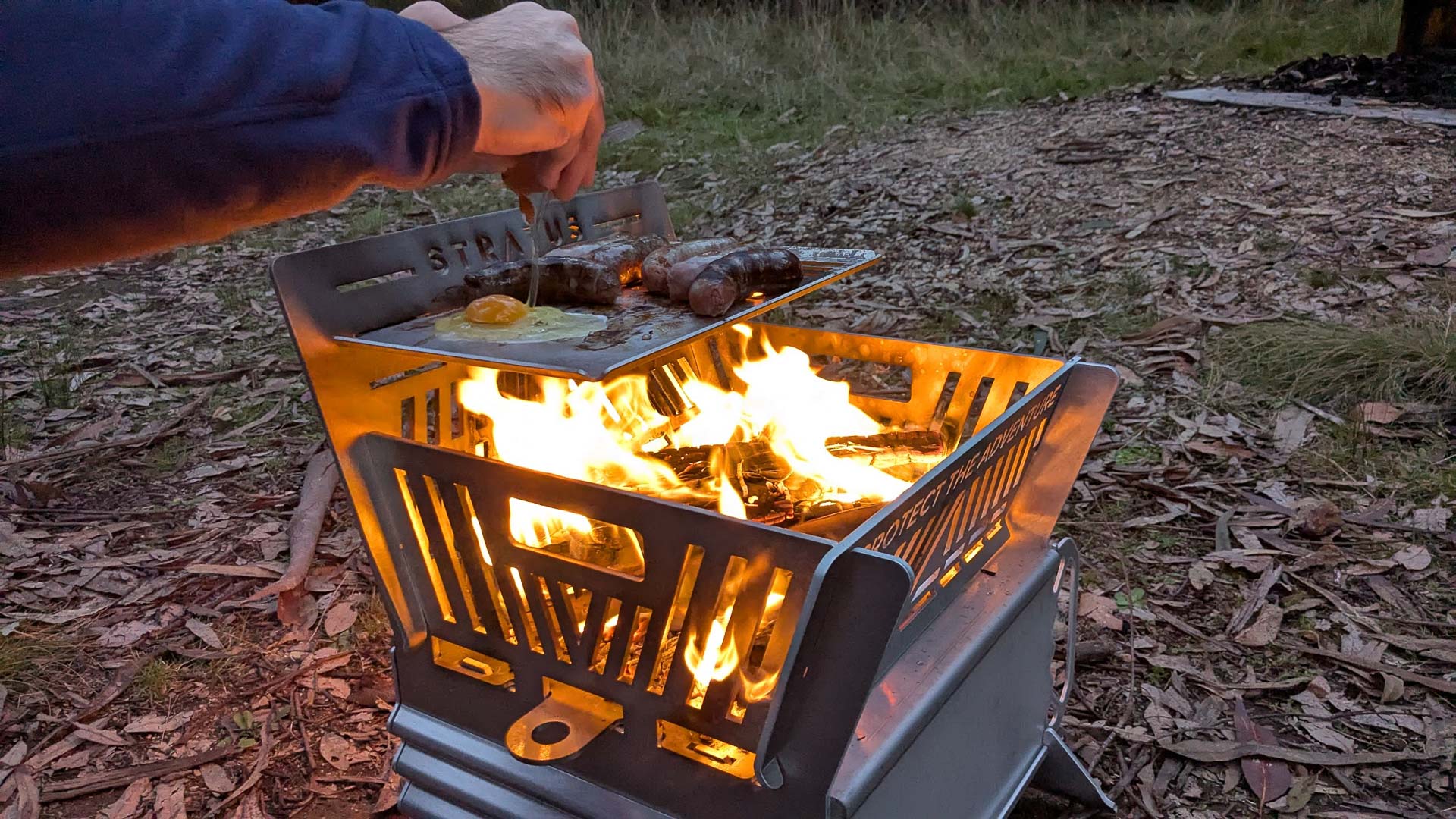 Stratus Outdoors Firepit Oven – Reviewed & Tested, Jess Barlow, gear review, camp cooking, egg sausage