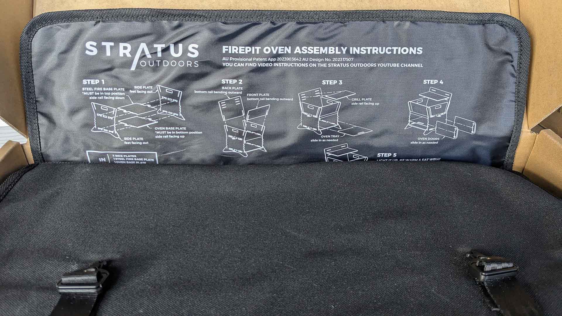 Stratus Outdoors Firepit Oven – Reviewed & Tested, Jess Barlow, gear review, camp cooking, bag with instructions