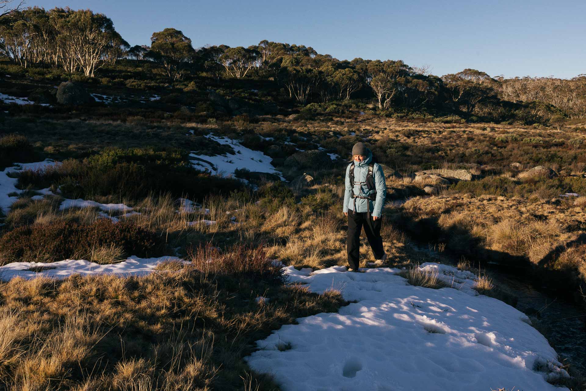 Winter Layering for the Outdoors – Our Layer-by-Layer Guide, photo by Matt Wiseman, Model Rachel Holland, NSW, Kosciuszko, snowy mountains, snow