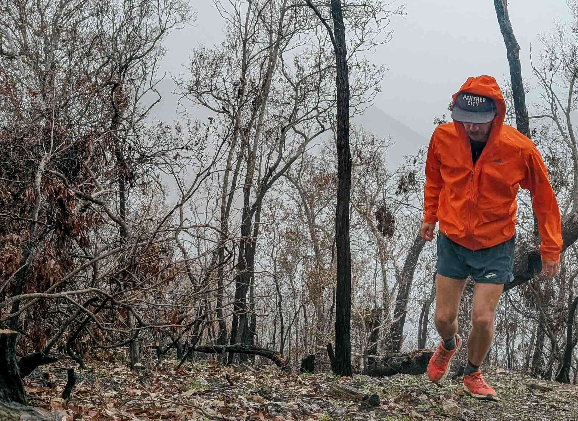 Mont Lightspeed Rain Jacket, trail running, burnt forest, Victoria, high country, outdoor adventure, Ryan and Emily