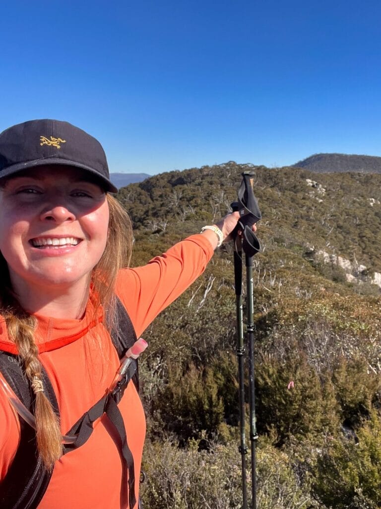 Mindjagari Track Network, Tidbinbilla Peaks ACT, Kate, peak bagging, advanced hiking, mountain views, trekking poles