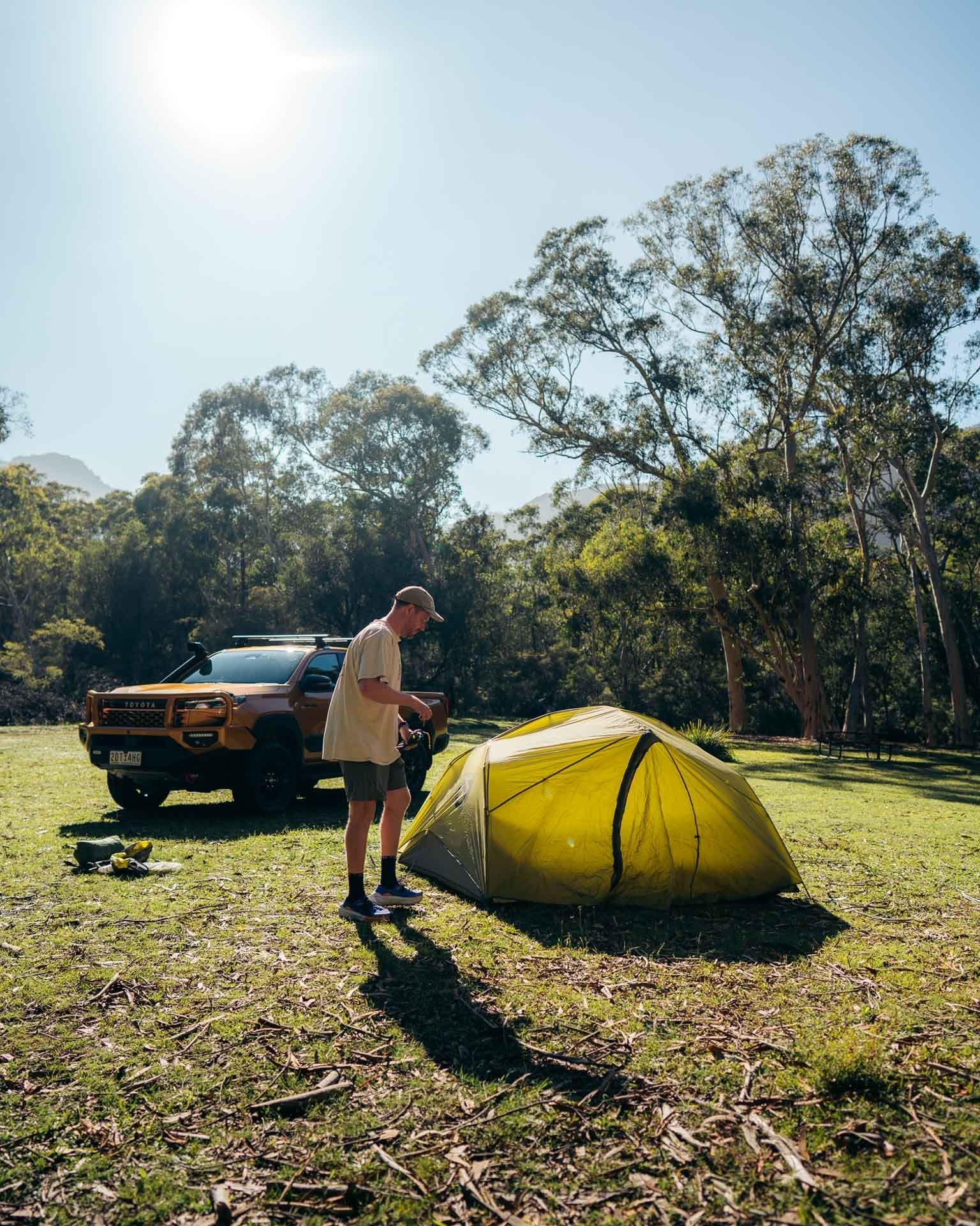 Toyota HiLux, camping, by Paul, man, tent, outdoor adventure, bush