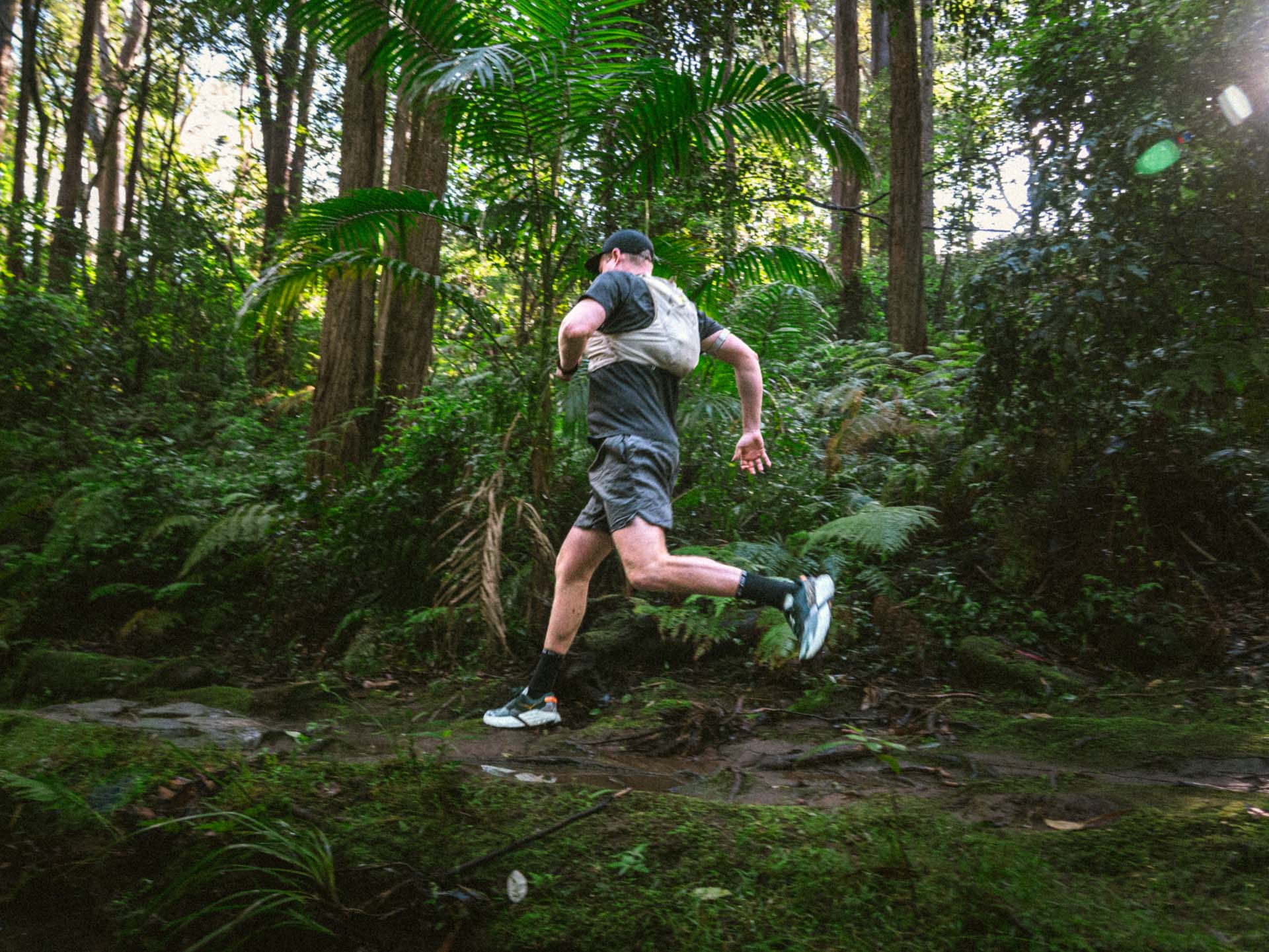 Hoka’s Speedgoat 7 is Made for the Roughest of Trails, photos by Evan Andrews, running by Tim Ashelford, lane cove trails, nsw, running vest, jump