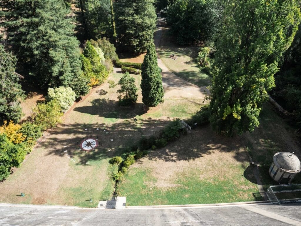 Maroondah Reservoir Park, Maroondah Dam, View from Dam Wall, Landscaped Gardens, Walking Paths, Compass Rose, Historic Rotunda, Tall Trees, Sunny Day, Healesville, Yarra Valley, Victoria