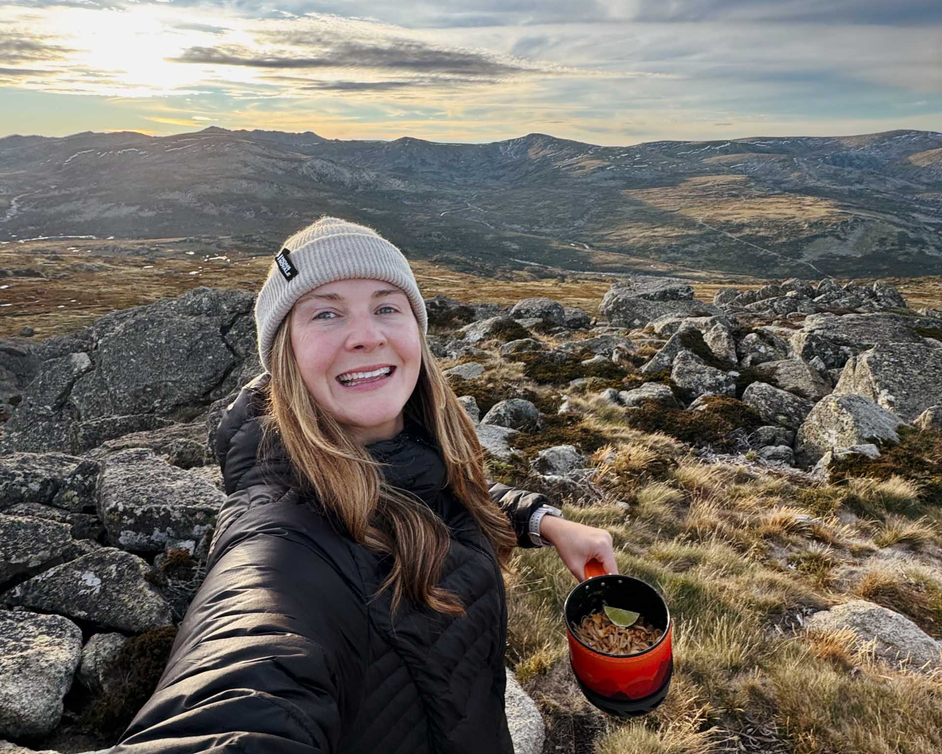 How to Cook a Succulent Hiking Pad Thai , kate donald, jetboil trailcook, sea to summit, kosciuszko, snowy mountains, nsw, selfie!