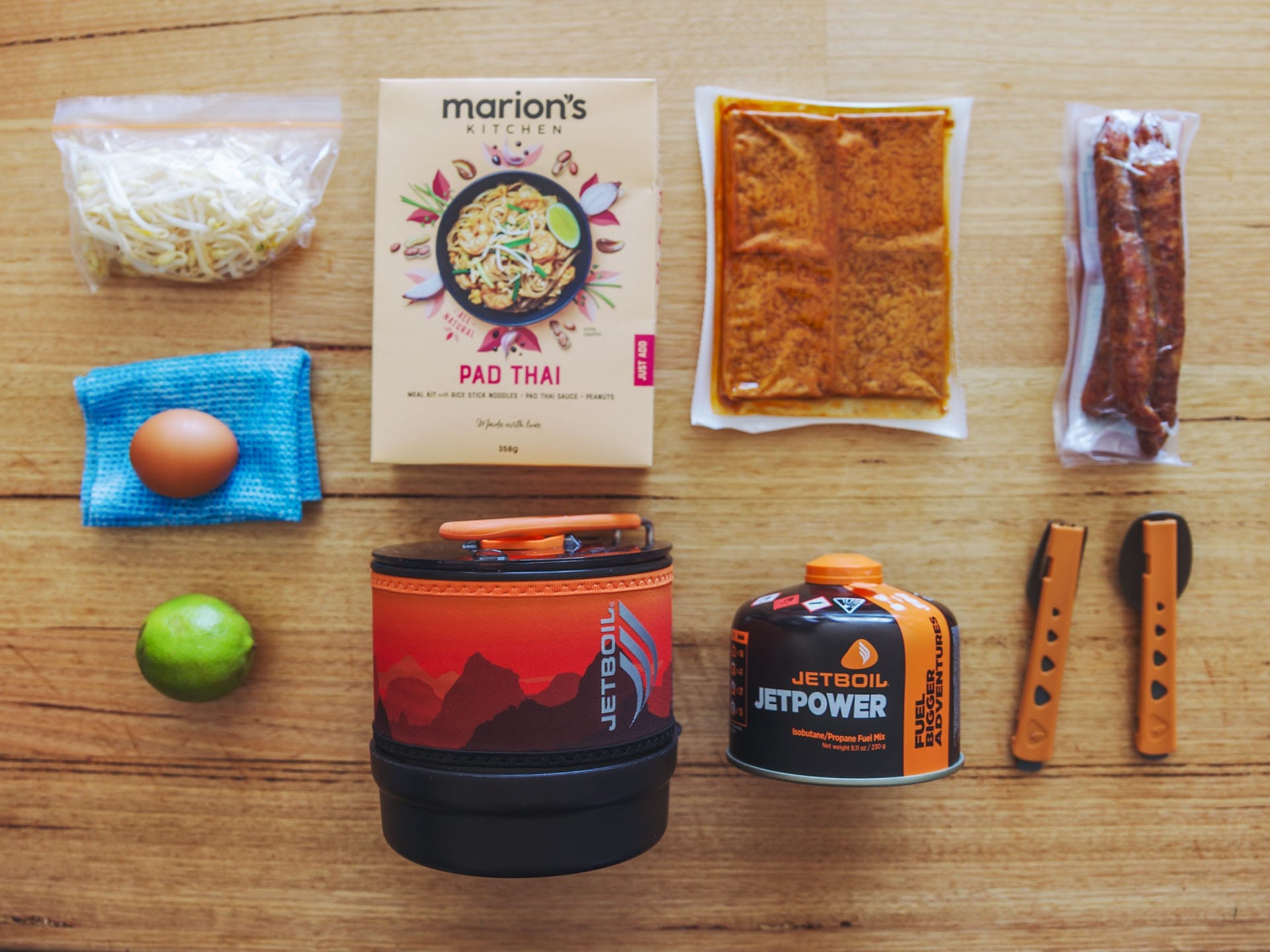 How to Cook a Succulent Hiking Pad Thai , kate donald, jetboil trailcook, sea to summit, kosciuszko, snowy mountains, nsw, flatlay