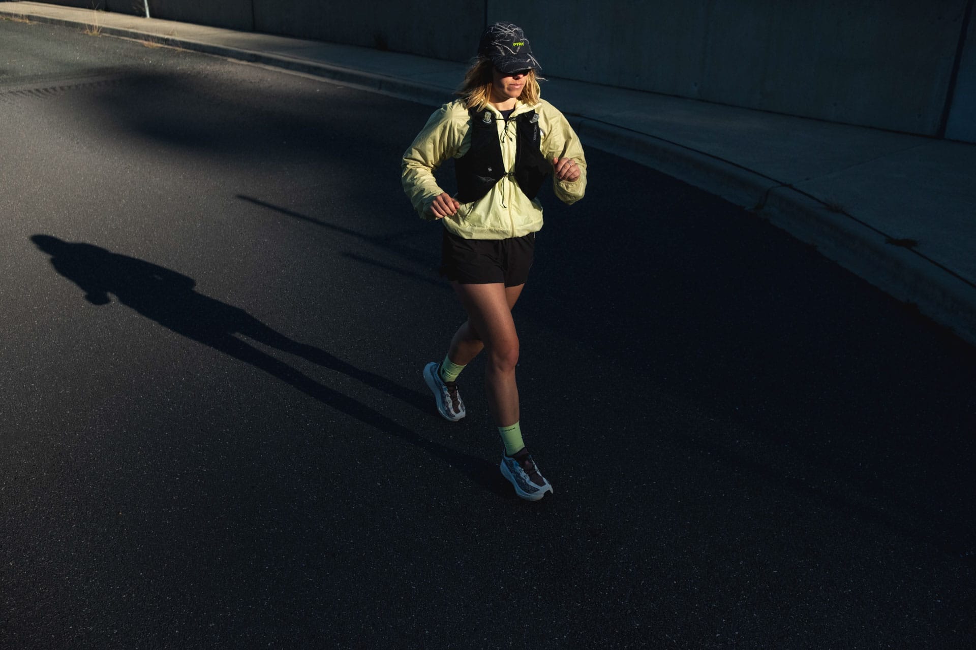 Salomon Aero Glide 4 GRVL – Reviewed & Tested, photo Lachie hand, model Ella Garbett, trail running, gravel running, shoe, running